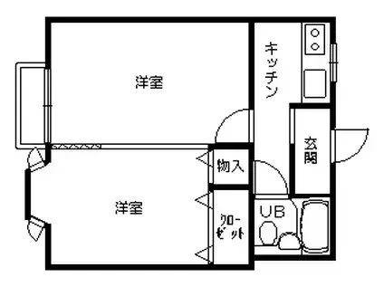 コーポシャンポール(2K/1階)の間取り写真