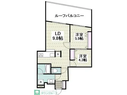 SAKURA C TERRACE(2LDK/3階)の間取り写真