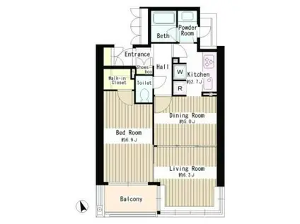 MMガーデン(2DK/9階)の間取り写真