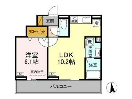 D-ROOM汐見丘町(1LDK/3階)の間取り写真