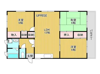 百楽マンション(3DK/2階)の間取り写真