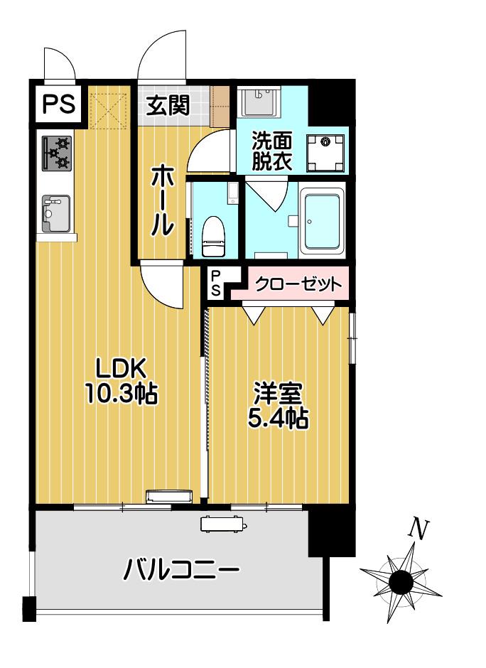 グランレーヴ中之町(1LDK/2階)の間取り写真
