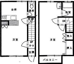メゾネットイシイ(1LDK/1階)の間取り写真