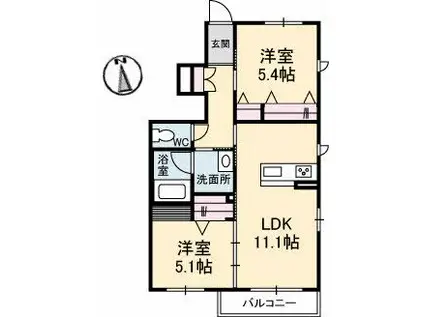 シャーメゾン アベリア(2LDK/1階)の間取り写真