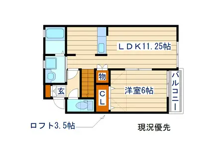 カサグランデ弐番館(1LDK/1階)の間取り写真
