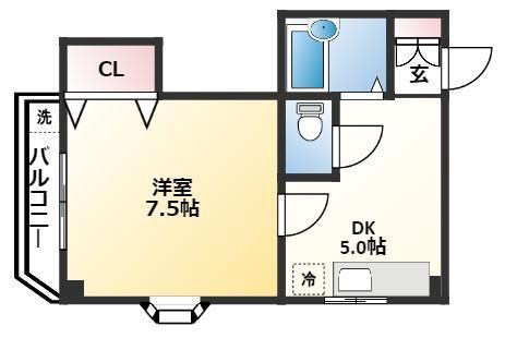 マンションターラ(1DK/4階)の間取り写真