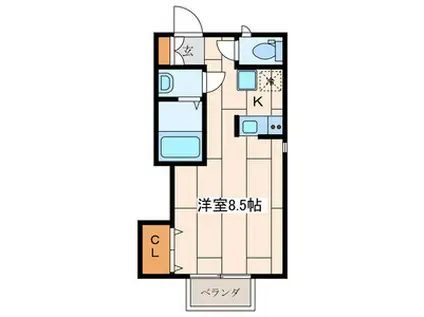 ワイズスクエア(ワンルーム/2階)の間取り写真