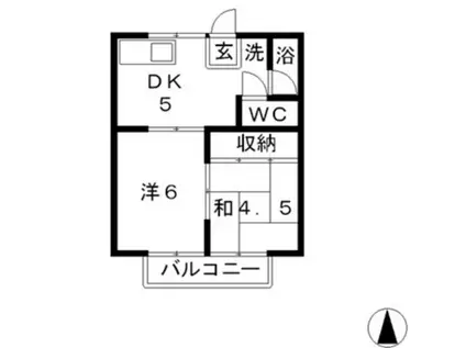 コーポみやびA棟(2DK/1階)の間取り写真