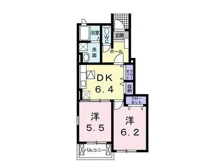 フィオーレ・K I(2DK/1階)の間取り写真