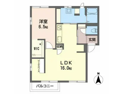 フレグランスてづかB棟(1LDK/1階)の間取り写真