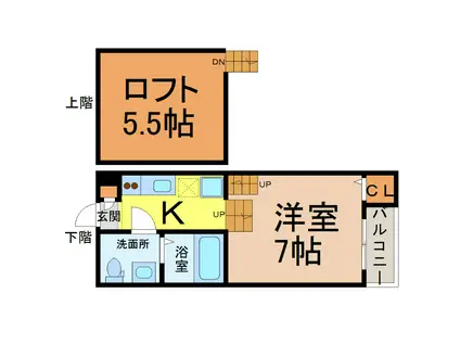 エスパス・リブレ(1K/2階)の間取り写真