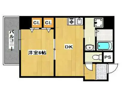 ドゥムレ西天満(1DK/2階)の間取り写真