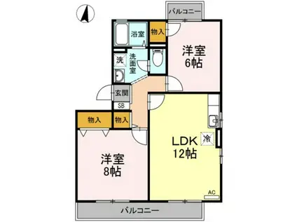 エクシード平野A棟(2LDK/3階)の間取り写真