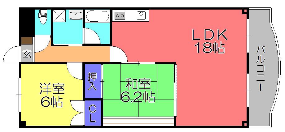 クレストYMDI(2LDK/2階)の間取り写真