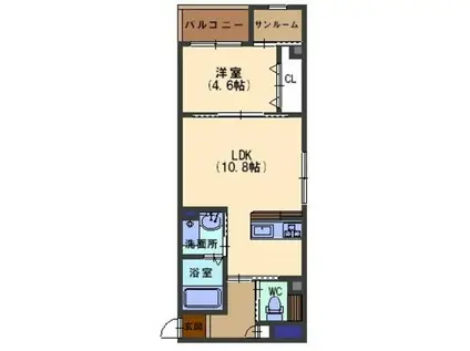 LA・FONTE(1LDK/1階)の間取り写真