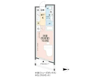 ミュージションプラス世田谷経堂(1K/4階)の間取り写真