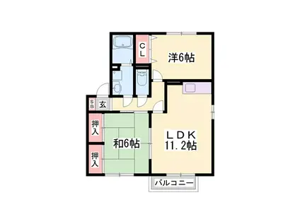 カーサフィオーレA(2LDK/1階)の間取り写真