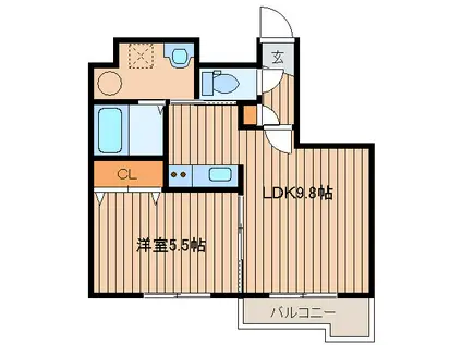 ルミノーゾ厚別(1LDK/6階)の間取り写真