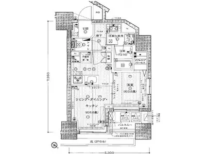 モナーク錦糸町親水公園(1LDK/6階)の間取り写真