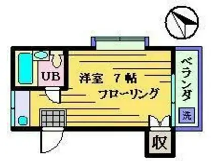 アカツキハイツ(ワンルーム/2階)の間取り写真