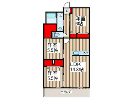 PJ TREE NEST(3LDK/7階)の間取り写真