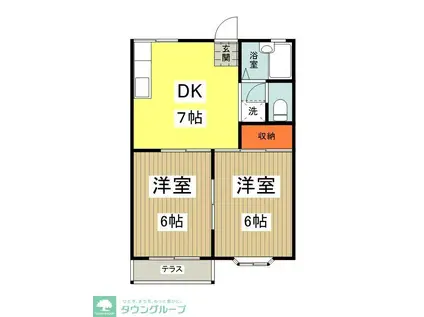 メゾンアンネタージュⅡ(2DK/1階)の間取り写真