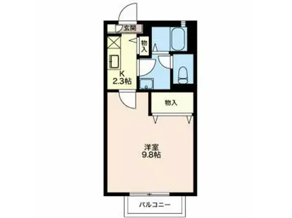 エテルノサンライズA(1K/2階)の間取り写真