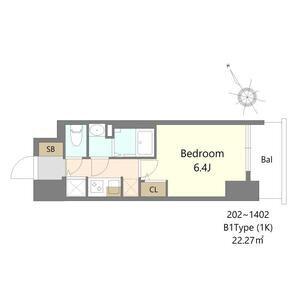 S-RESIDENCE堺湊駅前AZURE(1K/13階)の間取り写真