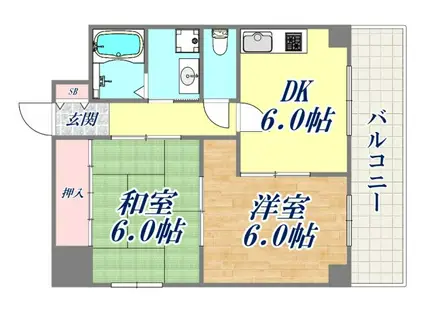 シャトウソフィア(2DK/2階)の間取り写真