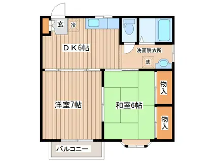 コモディータ南光台(2DK/2階)の間取り写真