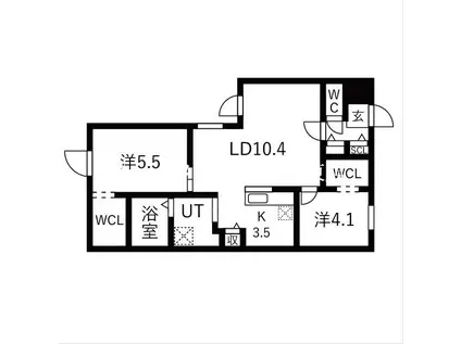 YORI N22(2LDK/4階)の間取り写真