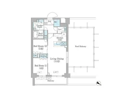 NIIYA平和台(2LDK/4階)の間取り写真