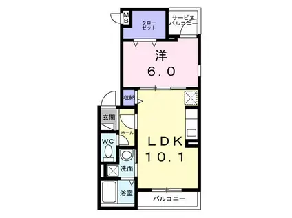 カサ・ベル(1LDK/2階)の間取り写真