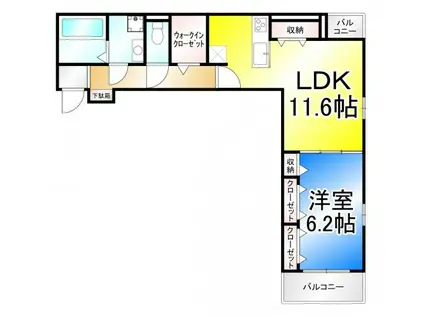 レガーロ(1LDK/2階)の間取り写真