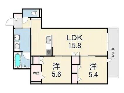 LA VITA西宮北口(2LDK/1階)の間取り写真