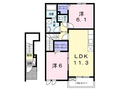 アヴァンツァートIII(2LDK/2階)の間取り写真