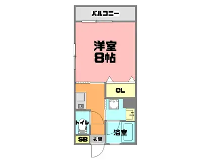 グリーンコート(1K/2階)の間取り写真