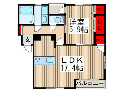 アルカディア(1LDK/1階)の間取り写真