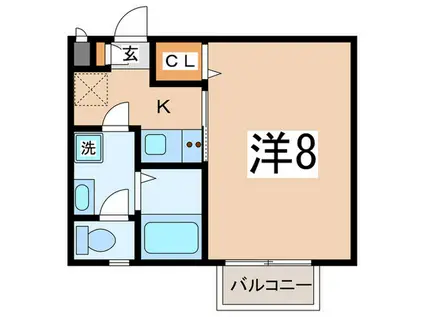 AMOURシュシュII(1K/2階)の間取り写真