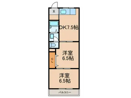 星ヶ丘アパートメント(2DK/3階)の間取り写真