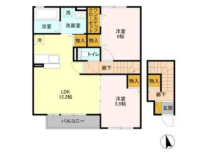 パークドプランタンH(2LDK/2階)の間取り写真