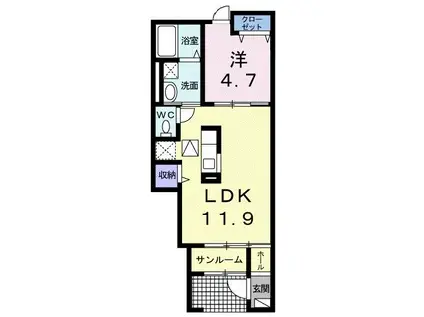 グランド・ルーII(1LDK/1階)の間取り写真