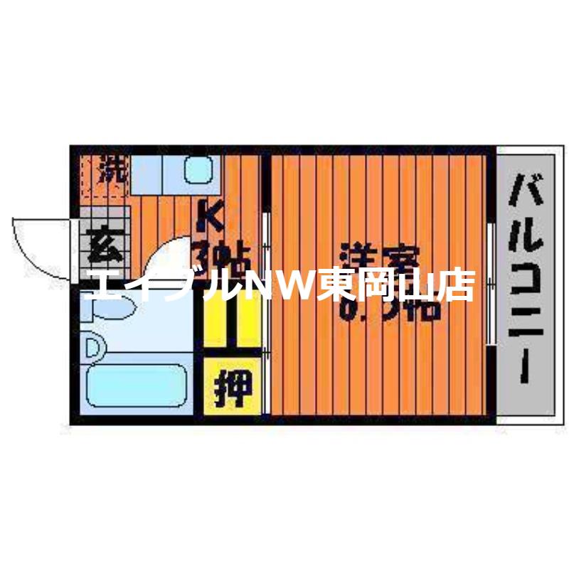 ドゥリーム浜(1K/3階)の間取り写真