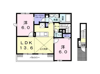 プロスパーエイトレジデンス(2LDK/2階)の間取り写真
