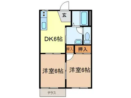 フレグランス廣町C(2DK/1階)の間取り写真