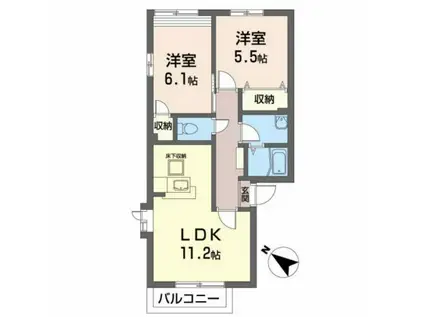 ドミールヒコ(2LDK/1階)の間取り写真