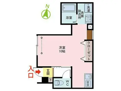 LE BEL AGEII(ワンルーム/1階)の間取り写真