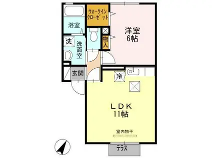 グッドラック高平(1LDK/1階)の間取り写真