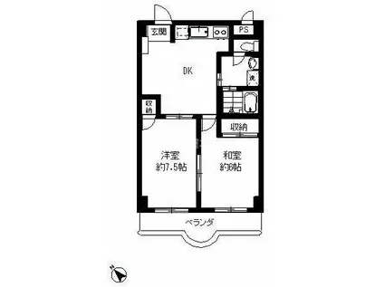ラフィナート菊名(2DK/3階)の間取り写真