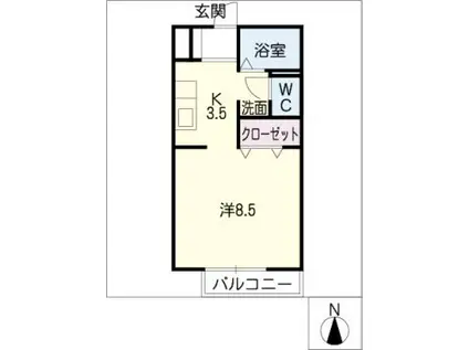 ヴィラ長久手1(1K/2階)の間取り写真